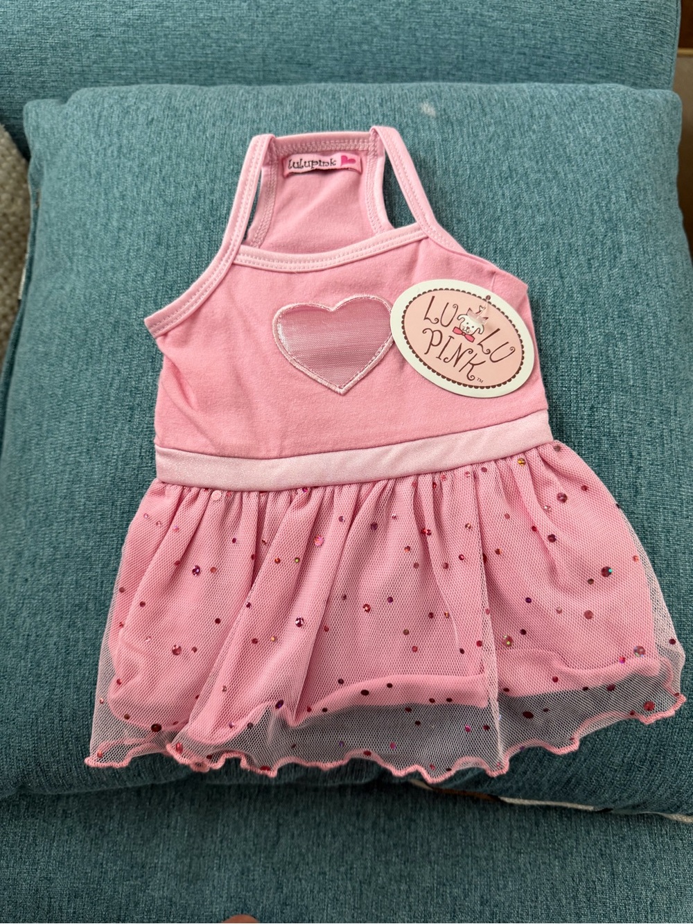 Pink Heart Tulle Dog Dress - Sparkle Skirt- dress her up!